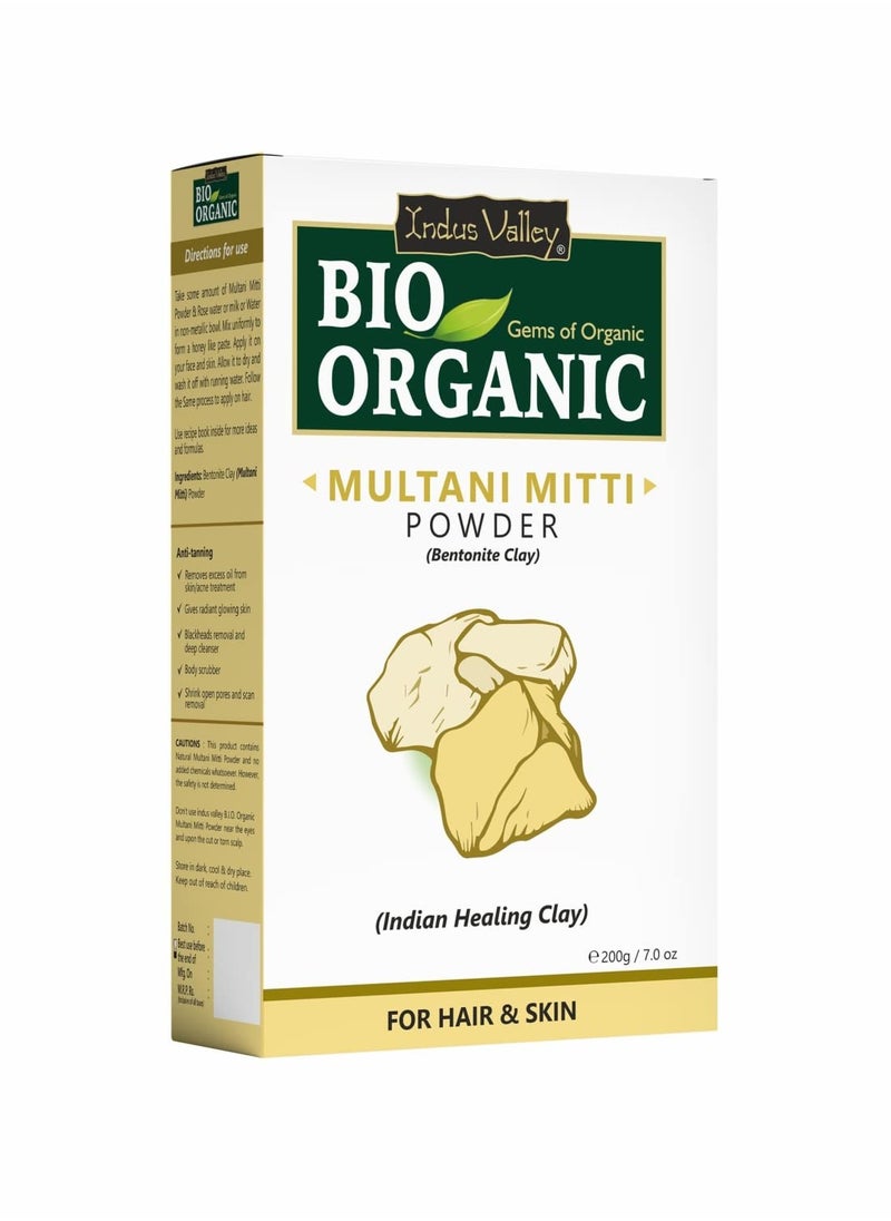 Indus Valley INDUS VALLEY Bio Organic Multani Mitti Powder | Natural Fuller’s Earth for Face & Hair Packs | Removes Dead Skin, Cleanses Pores, Reduces Dandruff & Scalp Itchiness | Soft & Glowing Skin - 200g  - Image 1