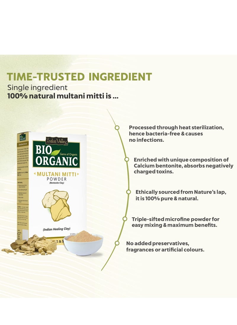 Indus Valley INDUS VALLEY Bio Organic Multani Mitti Powder | Natural Fuller’s Earth for Face & Hair Packs | Removes Dead Skin, Cleanses Pores, Reduces Dandruff & Scalp Itchiness | Soft & Glowing Skin - 200g  - Image 4
