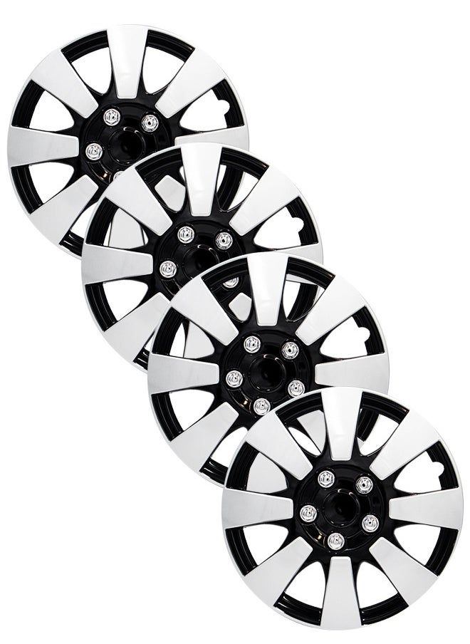 EMTC Pack of 4 EM-3137 Taiwan Wheel Cover | 16" Inch | Silver Black Universal Nested Style  - Image 1