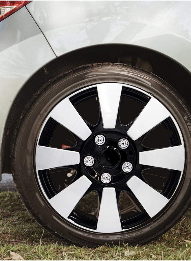 EMTC Pack of 4 EM-3137 Taiwan Wheel Cover | 16" Inch | Silver Black Universal Nested Style  - Image 3