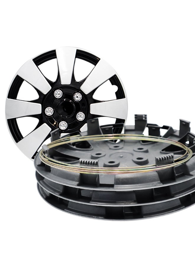 EMTC Pack of 4 EM-3137 Taiwan Wheel Cover | 16" Inch | Silver Black Universal Nested Style  - Image 4