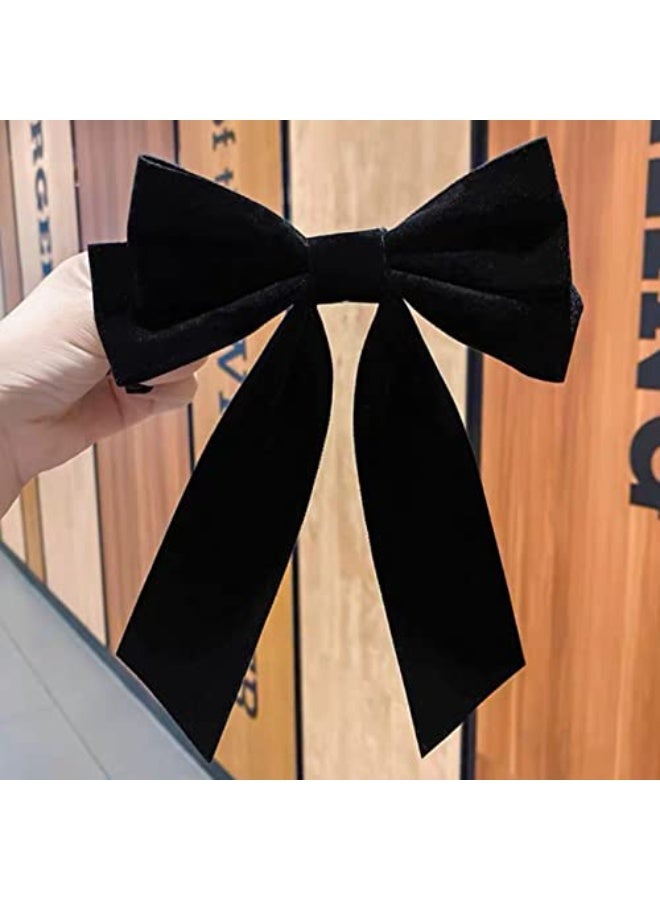 jaexest Hair Bows for Women Big Bows for Girls French Barrette Hair Clips Metal Hair Accessories for Teen Girls Hair Slides Bowknot Hair Clip Hairpin Red Black Velvet Bow 2Pcs - Image 4