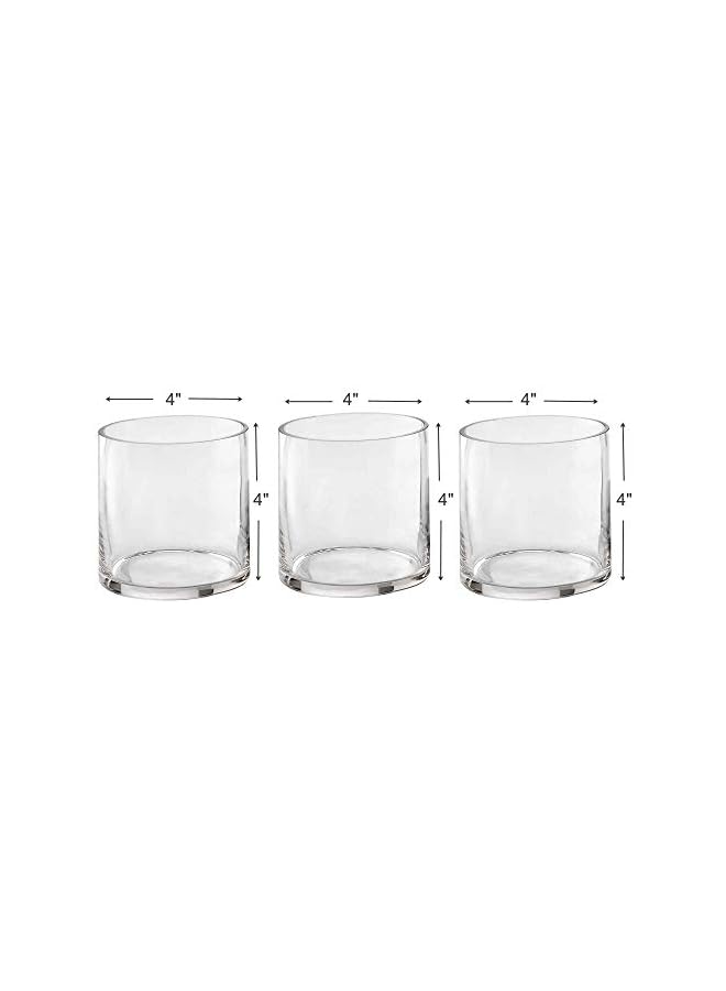 The Bros Set of 3 Glass Cylinder Vases 4 Inch Tall - Multi-use: Pillar Candle, Floating Candles Holders or Flower Vase – Perfect as a Wedding Centerpieces. - Image 5