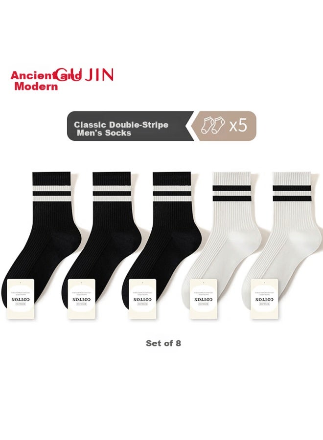 Gujin Men's 100% Cotton Mid-calf Socks Breathable Odor-resistant Durable Sports Casual Trendy Socks Spring And Autumn - Image 2