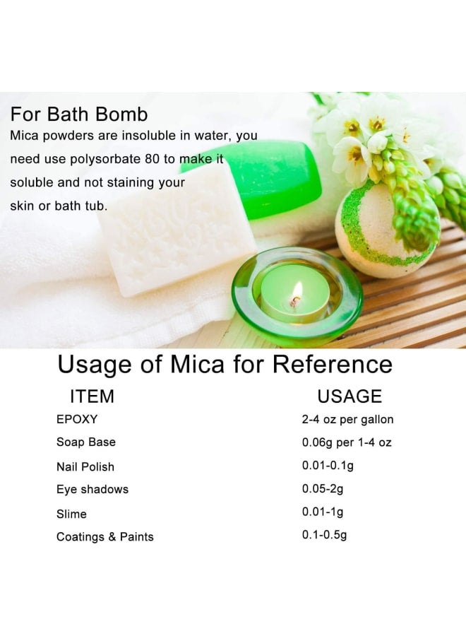Mica Powder, 12 Solid Metallic Colors Resin Dye Pigments, Natural Pigment/Glitter, Epoxy Resin Colorant For Soap making, Bath Bomb, Candle, Cosmetic, Eyeshadow, Makeup, Nail Art, Artwork, DIY Crafts  - Image 2