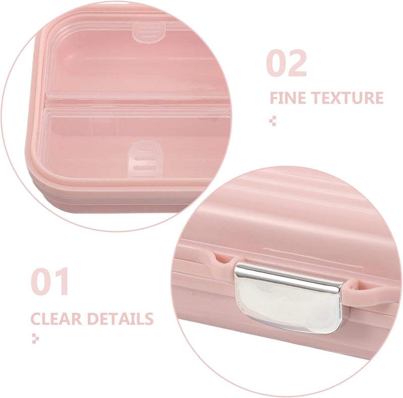 Portable Pill Organizer for Purse 7 Compartments Large Pink Weekly Medication Holder Box with Sealed Storage for Daily Vitamins and Travel Use - Image 3