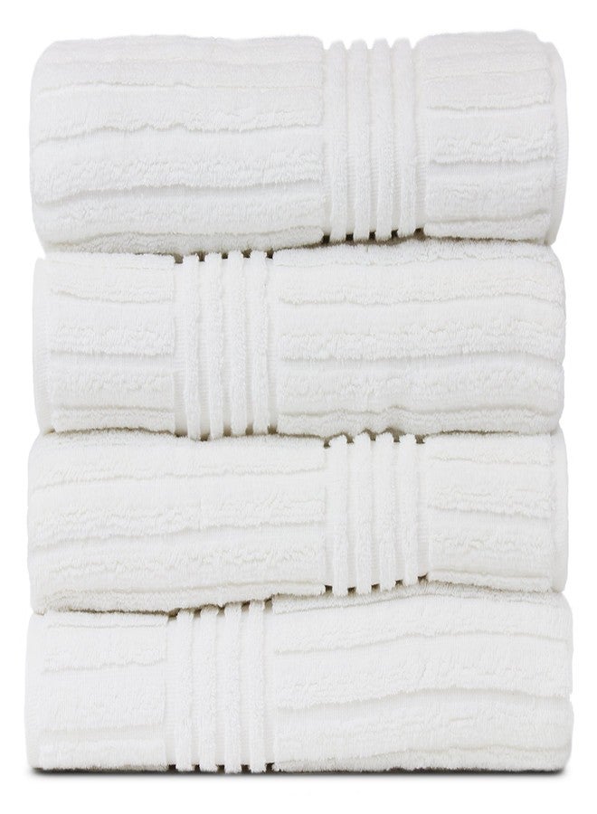 BC BARE COTTON Luxury Hotel & Spa 100% Natural Turkish Cotton Ribbed Channel Pattern Bath Towel (Set of 4), White (852-1501-01) - Image 1