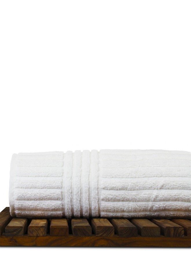 BC BARE COTTON Luxury Hotel & Spa 100% Natural Turkish Cotton Ribbed Channel Pattern Bath Towel (Set of 4), White (852-1501-01) - Image 5
