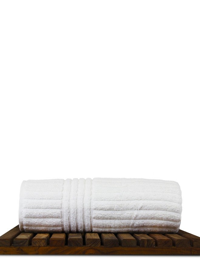 BC BARE COTTON Luxury Hotel & Spa 100% Natural Turkish Cotton Ribbed Channel Pattern Bath Towel (Set of 4), White (852-1501-01) - Image 4