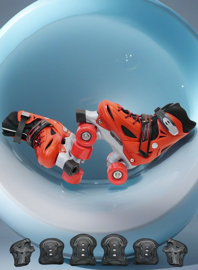 EASY FUTURE Roller Skates for Boys Girls Adjustable Size Double Row 4 Wheel Skates for Indoor Outdoor Kids Including Protective Gear 3 Colors 4 Sizes to Choose NO.1302P - Image 1