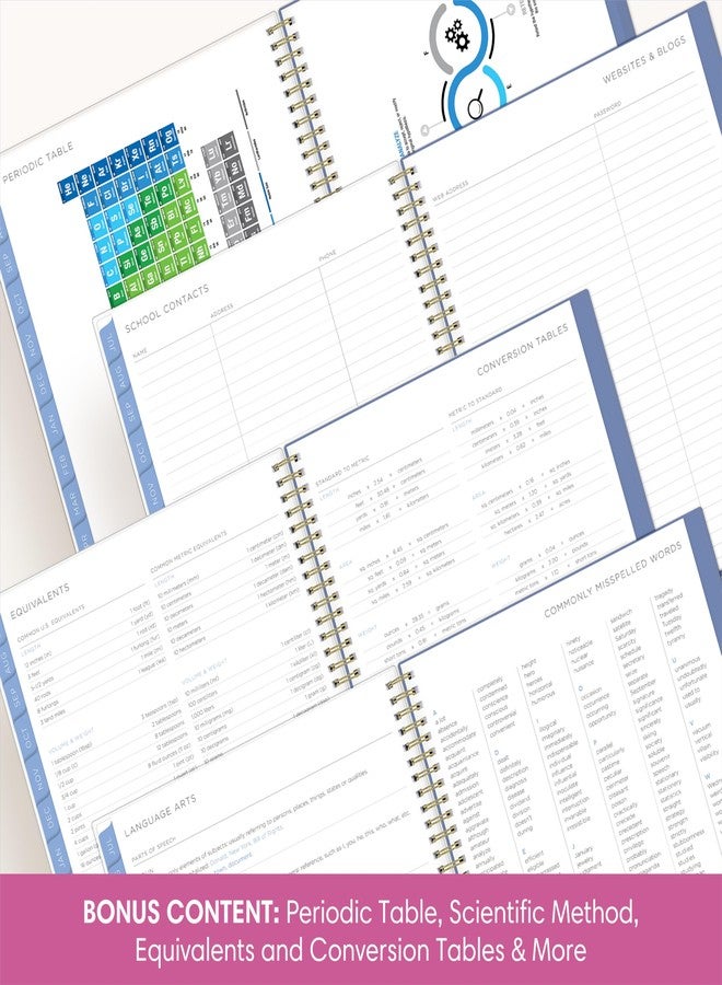 Blue Sky Kelly Ventura 2026-2027 Weekly and Monthly Academic Year Student Planning Calendar, July 2026 - June 2027, 8.5" x 11", Flexible Cover, Wirebound, Laminated Tabs, Storage Pocket, Magnetic & Snap In Book Marks, Includes Stickers, Blooming - Image 5