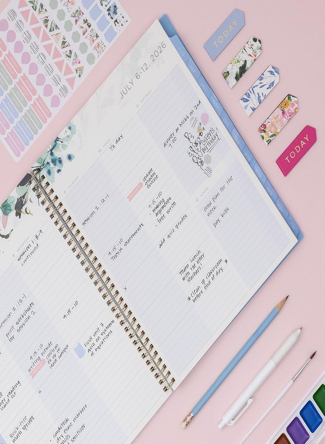 Blue Sky Kelly Ventura 2026-2027 Weekly and Monthly Academic Year Student Planning Calendar, July 2026 - June 2027, 8.5" x 11", Flexible Cover, Wirebound, Laminated Tabs, Storage Pocket, Magnetic & Snap In Book Marks, Includes Stickers, Blooming - Image 2