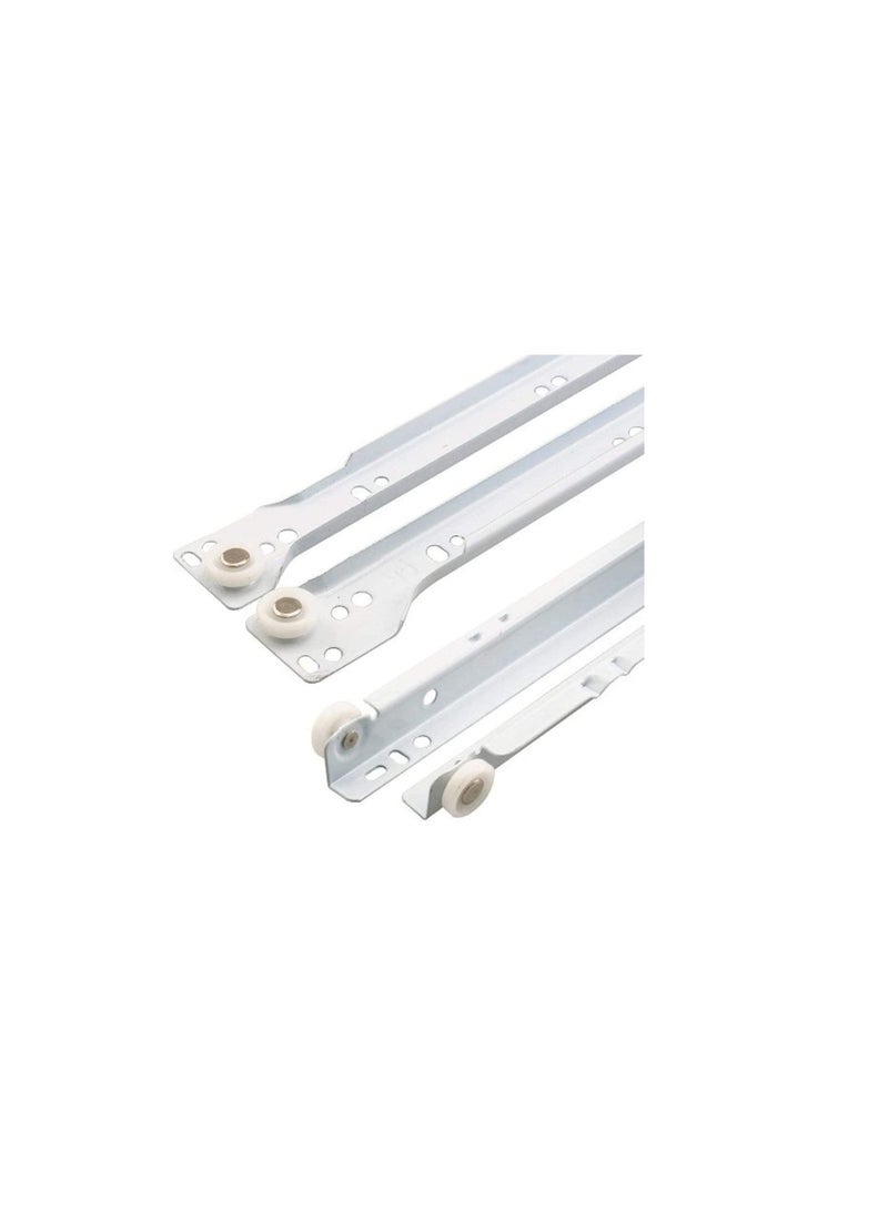 Robustline Roller Wheel Cabinet Drawer Keyboard Slide Glide Runner 2 Pairs (1.0mm Thickness), Heavy duty drawer slides (22") - Image 1