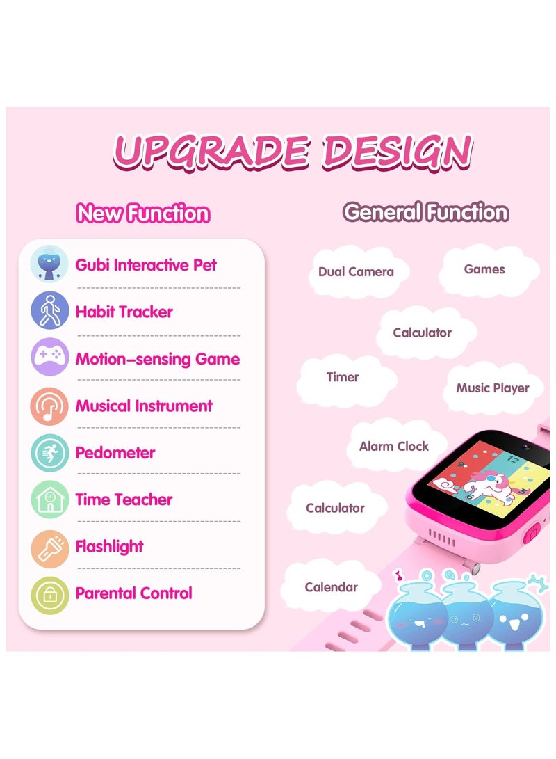 Kids' Smart Watch for Girls: Dual cameras, touchscreen, music player, and educational games—perfect gift for ages 3-10. - Image 2