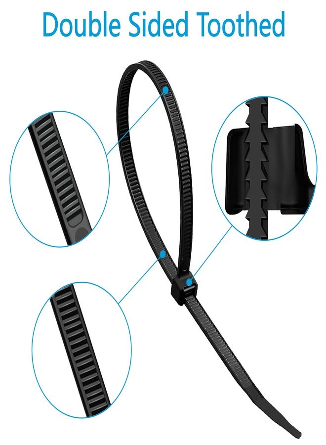 Glufirm Zip Ties 12 inch, Double-sided Toothed, 85 lb, Delivering 1.7X Tensile Strength in the Same Specs, Black, 100 Pack, Heavy Duty Cable Ties, - Image 2
