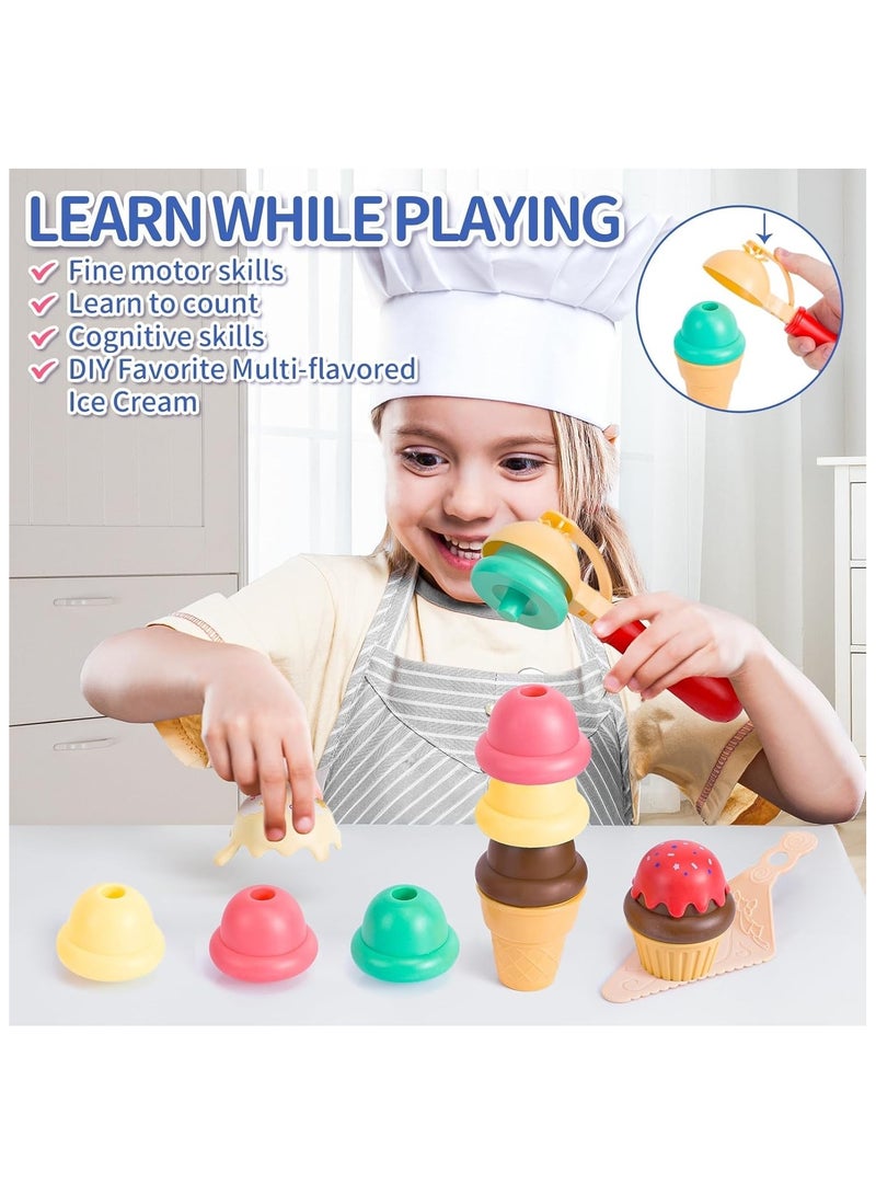 Serve Ice Cream Counter Toy, Ice Cream Toy Play Set for Kids, Toddler Ice Cream Counter Shop (39 Pcs) - Educational Pretend Play Food and Accessories, Great Gift for 3 4 5 6 Year Old Girl or Boy - Image 2