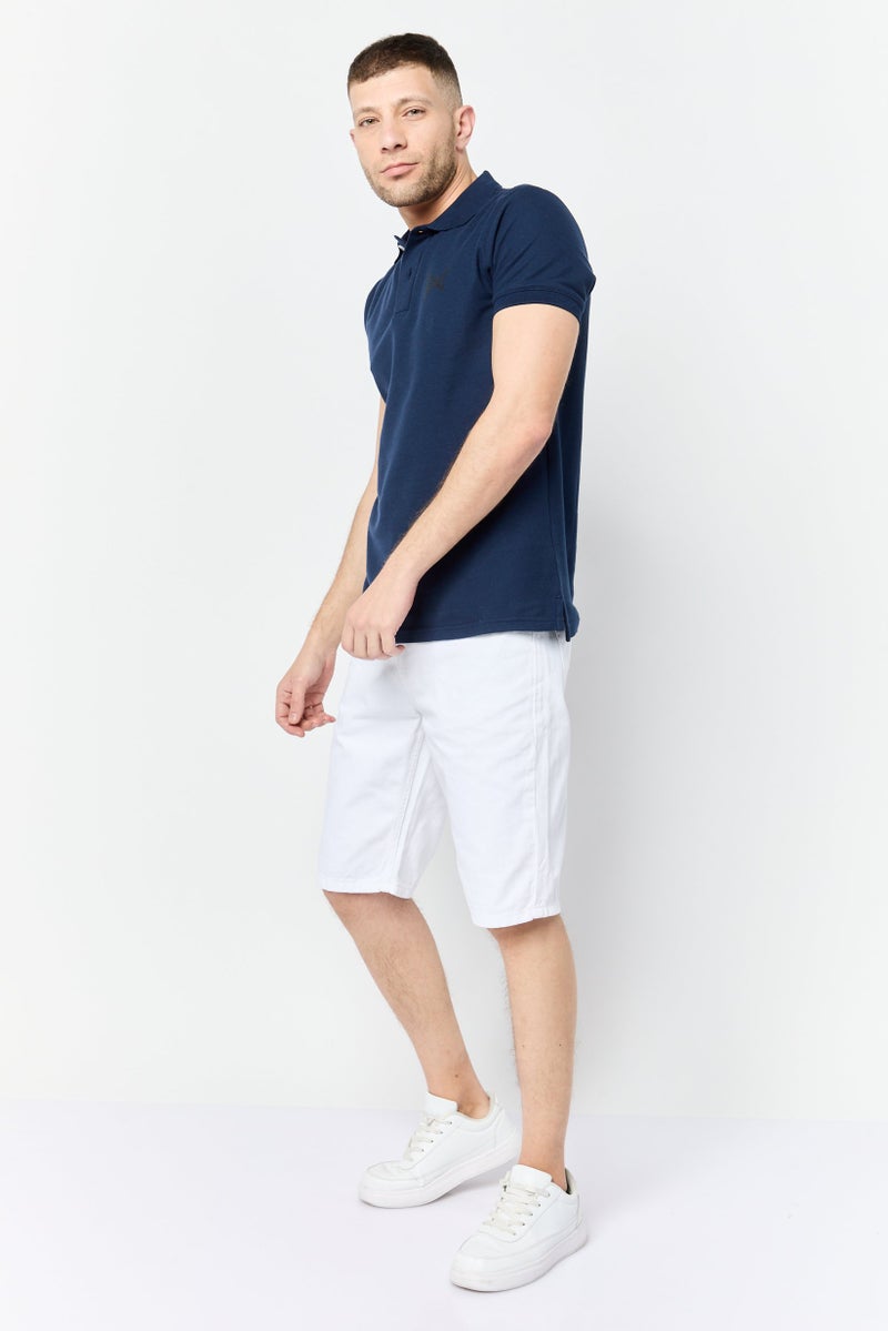 TapouT Men Regular Fit Brand Logo Short Sleeve Polo Shirt, Navy - Image 3