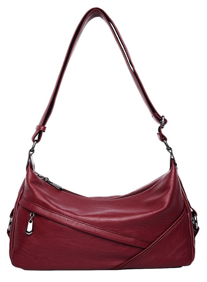 Covelin Women's Retro Sling Shoulder Bag from, Leather Crossbody Tote Handbag Wine Red - Image 3