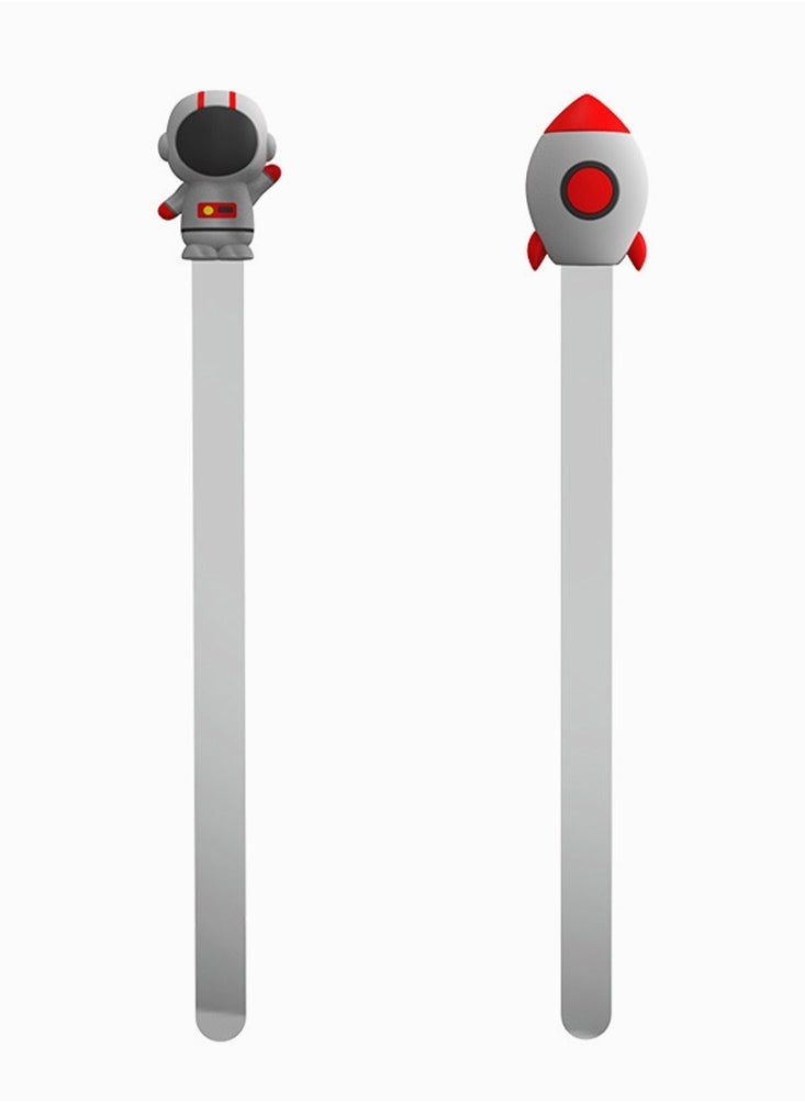 Three Dimensional Bookmark, Creative Stainless Steel Metal Bookmark Stylish Unique Book Mark Bookmarks for Kids Boys Girls Men Women (Space Rocket and Astronaut) - Image 1