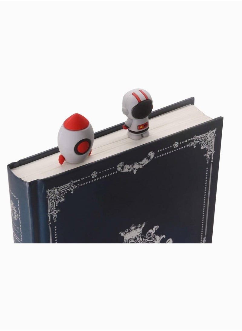 Three Dimensional Bookmark, Creative Stainless Steel Metal Bookmark Stylish Unique Book Mark Bookmarks for Kids Boys Girls Men Women (Space Rocket and Astronaut) - Image 2