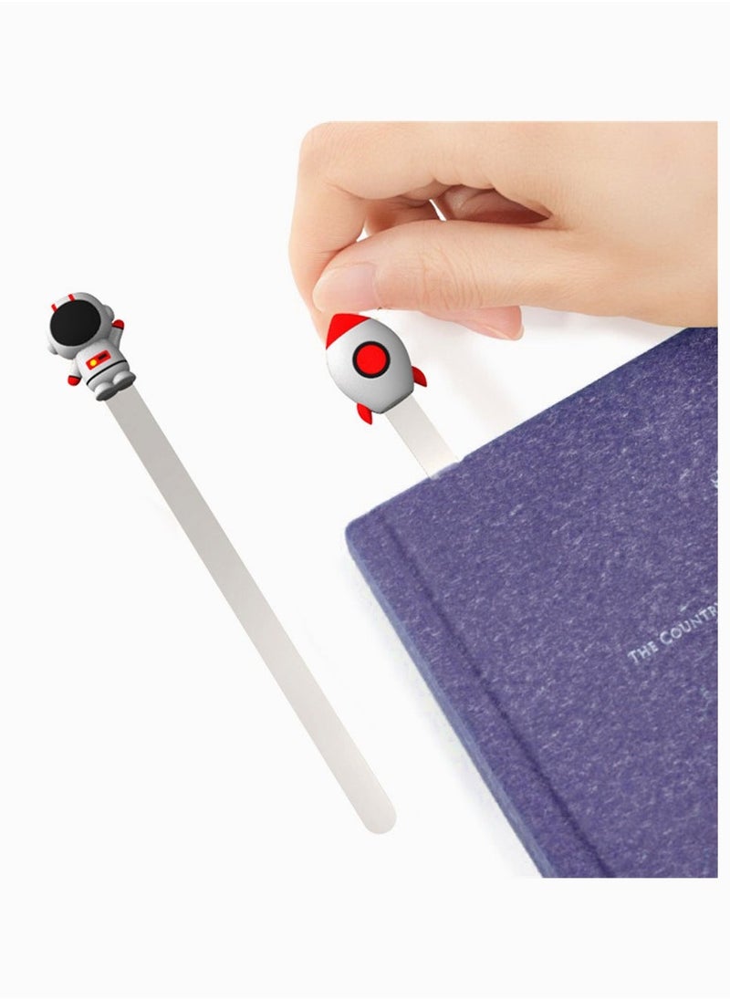 Three Dimensional Bookmark, Creative Stainless Steel Metal Bookmark Stylish Unique Book Mark Bookmarks for Kids Boys Girls Men Women (Space Rocket and Astronaut) - Image 4