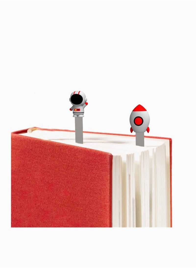 Three Dimensional Bookmark, Creative Stainless Steel Metal Bookmark Stylish Unique Book Mark Bookmarks for Kids Boys Girls Men Women (Space Rocket and Astronaut) - Image 3