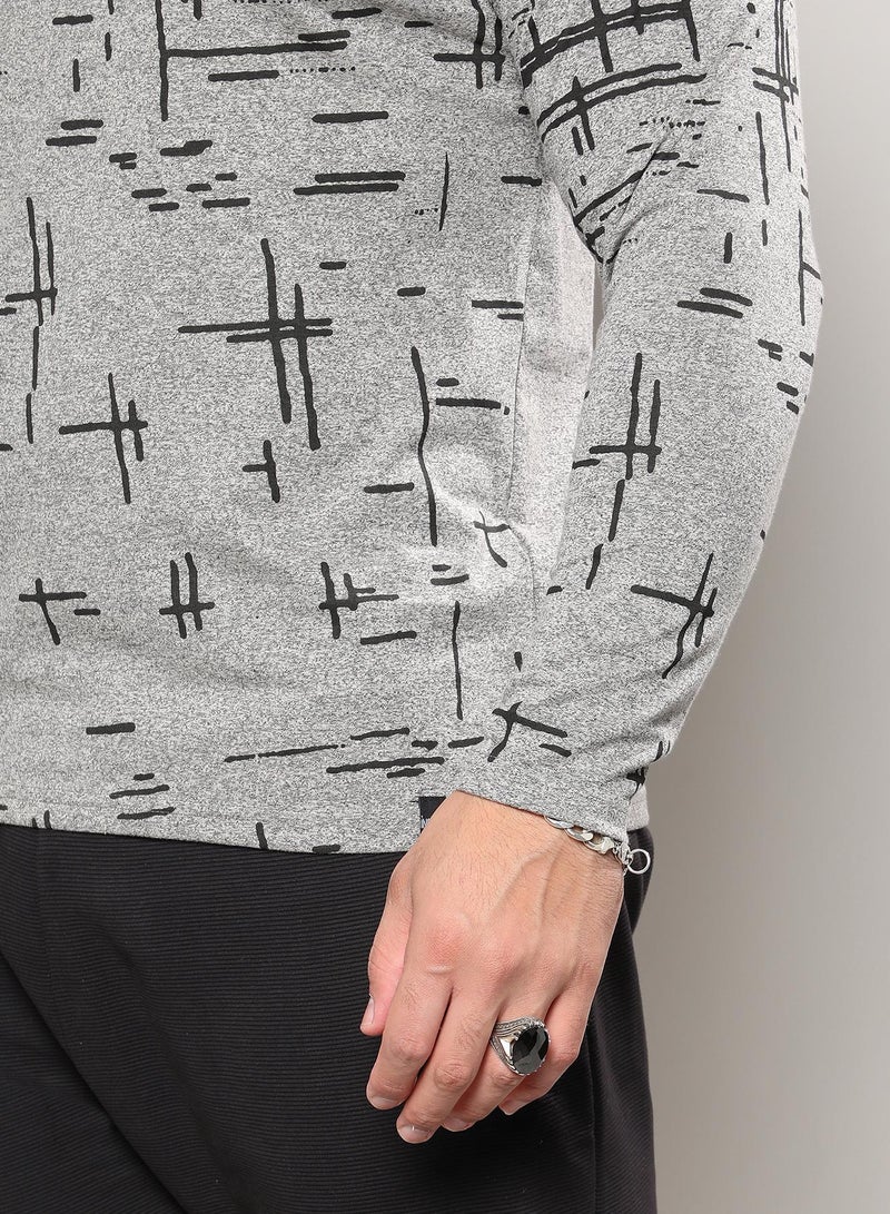 Instafab Plus Men's Moon Grey Abstract Lined T-Shirt - Image 5