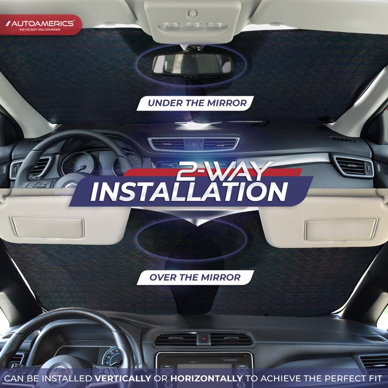 Autoamerics 2-Piece Windshield Sun Shade - Holographic Foldable Car Front Window Sunshade for Most Cars SUV Truck - Heat Blocker Visor Protector Blocks Max UV Rays and Keeps Your Vehicle Cool - Medium - Image 3
