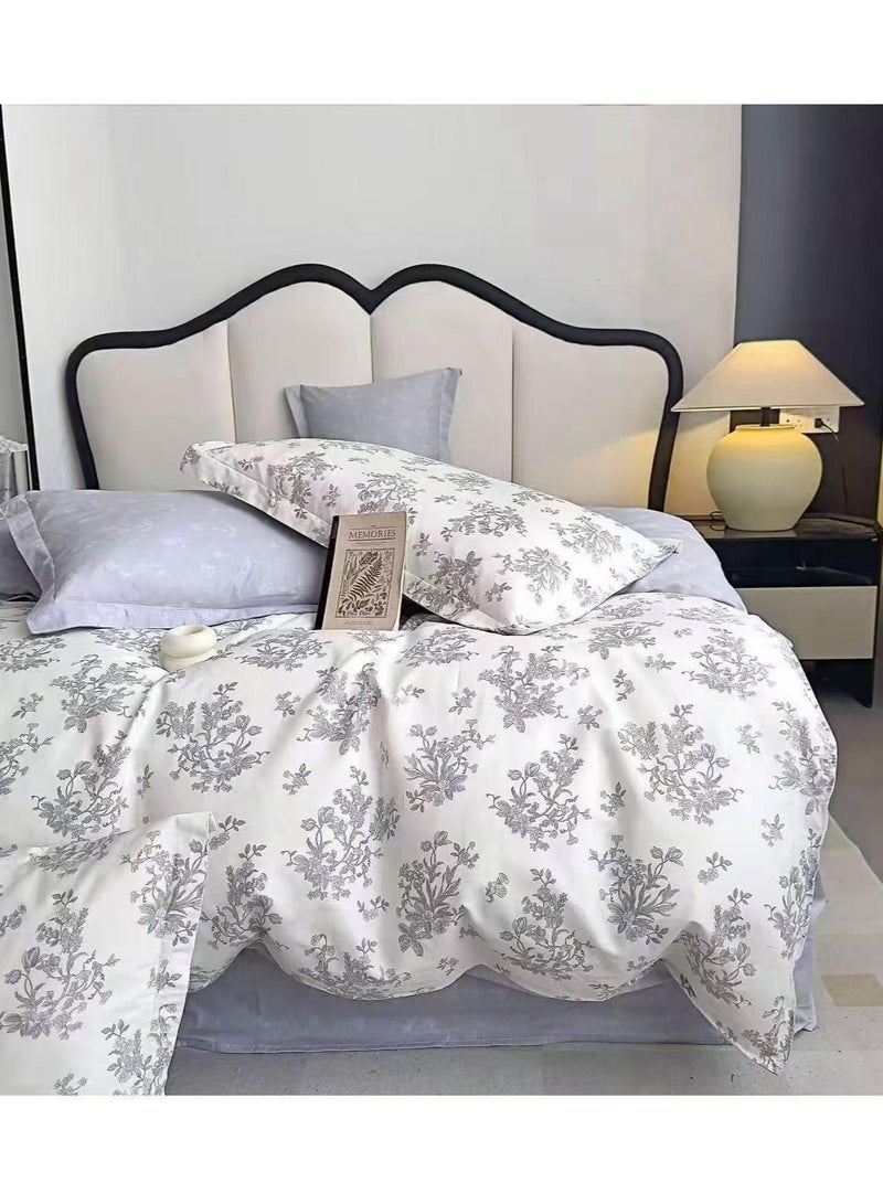 AL RAID Super Soft King Size Duvet Cover Set Hotel Luxury Feel Cotton Material Bedding Set Fad and Wrinkle Resistant Bed Sheet Set Include 1 Fitted Sheet 1 Duvet Cover and 4 Pillowcases