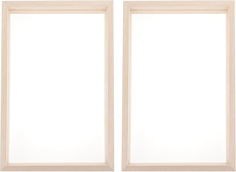 Organic Glass Wooden Picture Frames for Painting and Photo Display, 2 Sets Acrylic Glass DIY Drawing Frames for Handcrafted Artwork and Wall Tabletop Décor - Image 1