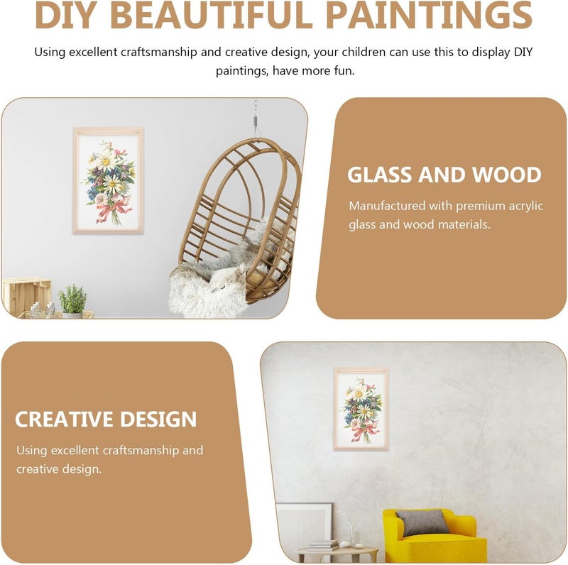 Organic Glass Wooden Picture Frames for Painting and Photo Display, 2 Sets Acrylic Glass DIY Drawing Frames for Handcrafted Artwork and Wall Tabletop Décor - Image 3
