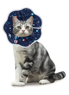 Cat Recovery Collar, Cat Soft Cone Collar Pet Protective Cotton Cone Adjustable Fasteners Collars for Cats Puppies, Blue