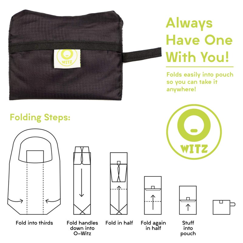 O-WITZ Reusable Grocery Bags | Vibrant Tote Bag For Groceries  Gym  Office  Beach & More | Washable Design With Large Handles For Maximum Convenience | Folds Into A Small Pouch  5 Pack  Vintage Vibes - Image 5