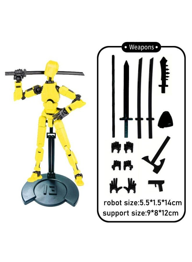 Multi-joint Movable Figure Hand Board Lucky 13 Doll Full Body Activity Robot Decompression To Play Artifact-Color:With Bracket-yellow 75g  Bag  - Image 1