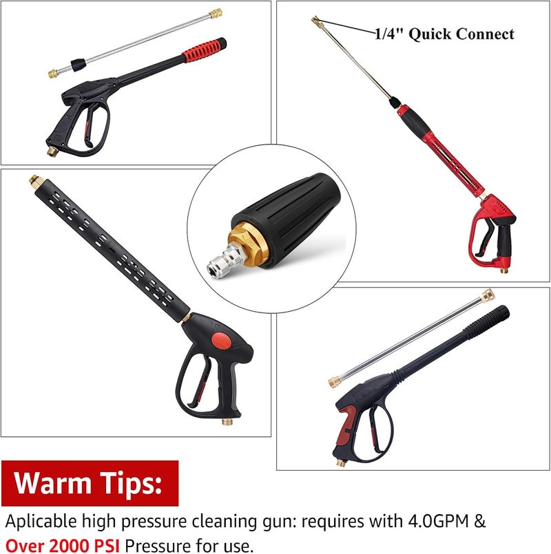Wevove Pressure Washer Tips Turbo Nozzle Pressure Washer 4000 PSI Max Rotating Pressure Washer Nozzle with 2PCS 1/4'' Quick Connect for Cleaning Brick, Concrete, and Vinyl Surfaces 4.0 GPM 4.0 Orifice - Image 3