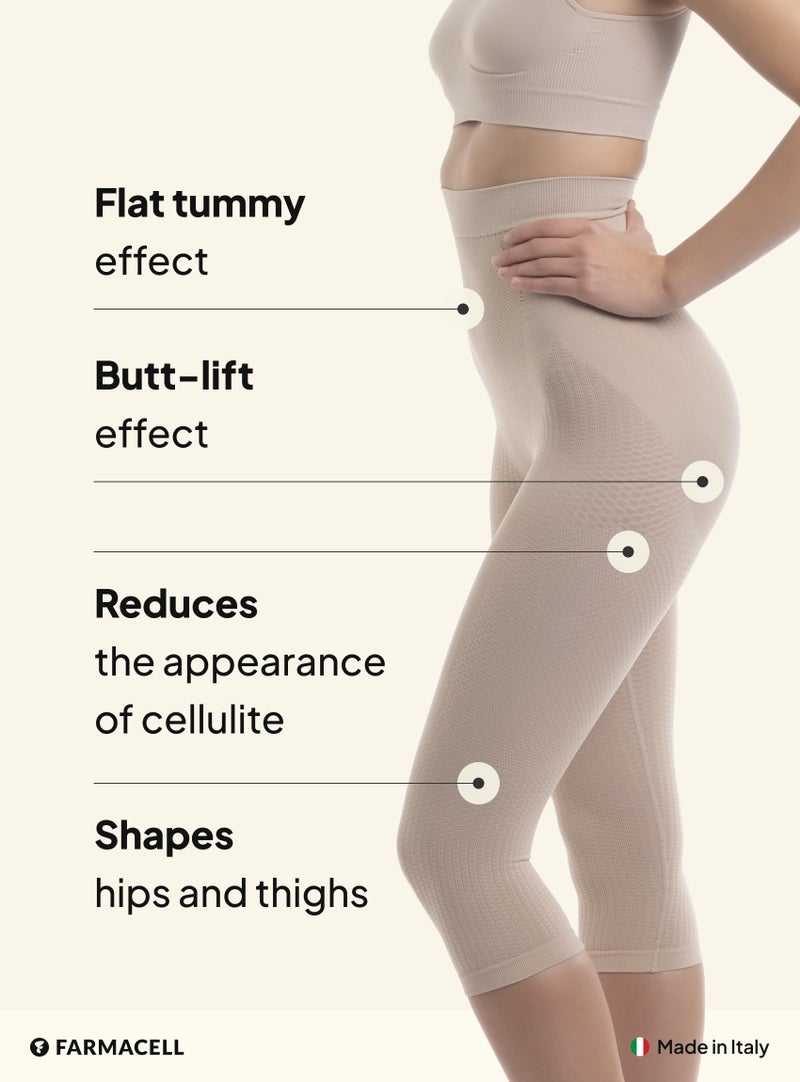Farmacell 323 (Nude, L/XL) Shapewear Capri Leggings for Women, Tummy Control, Butt Lift & Anti-Cellulite Massage, Made in Italy - Image 3