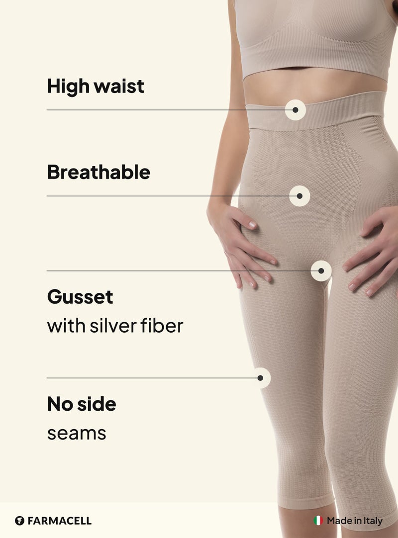 Farmacell 323 (Nude, L/XL) Shapewear Capri Leggings for Women, Tummy Control, Butt Lift & Anti-Cellulite Massage, Made in Italy - Image 4