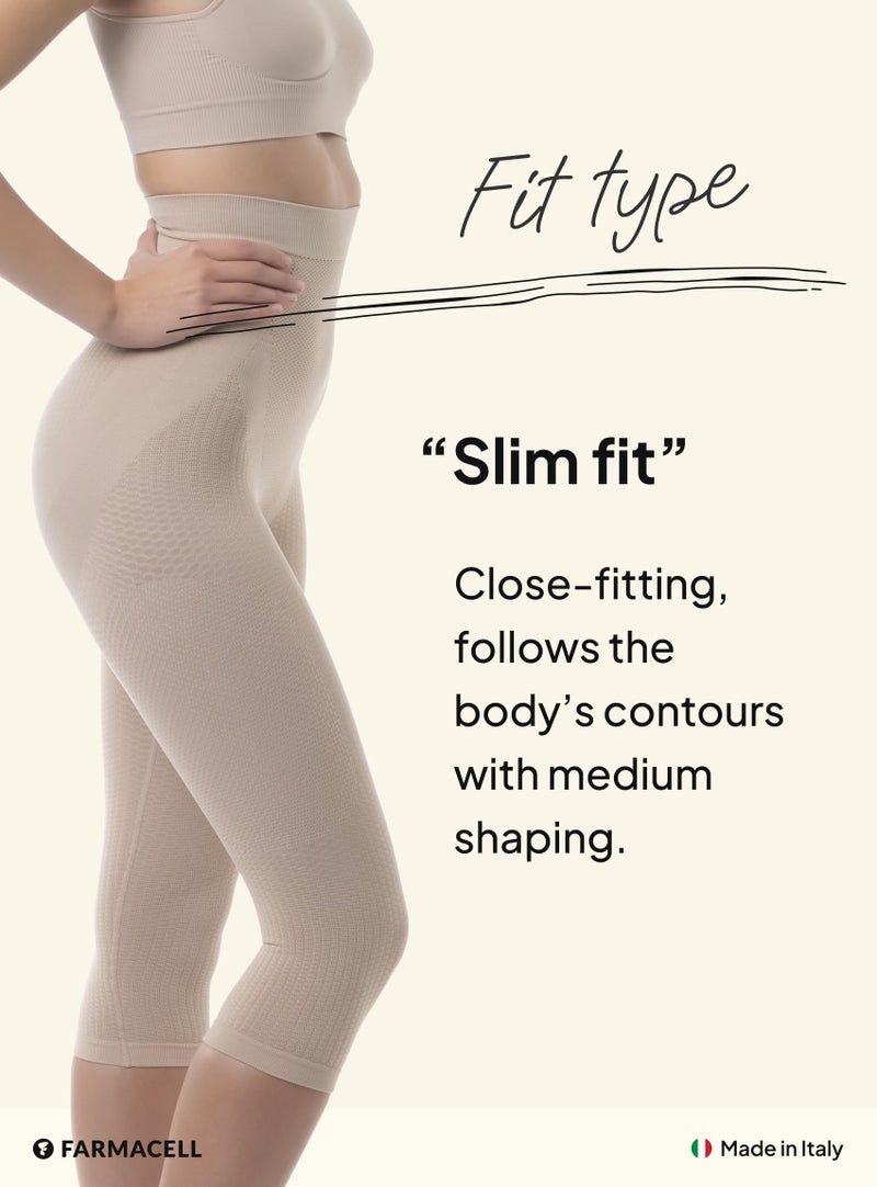Farmacell 323 (Nude, L/XL) Shapewear Capri Leggings for Women, Tummy Control, Butt Lift & Anti-Cellulite Massage, Made in Italy - Image 5