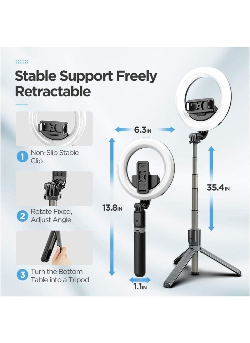 Raxoom Selfie Ring Light Tripod Bluetooth Selfie Stick Cell Phone Holder LED Selfie Light Stand for Live Stream Photography  - Image 2