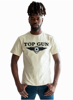 Top Gun TOP GUN® Men's Embroidered Logo Short Sleeve T-Shirt in Grey – Minimalist Cotton Tee with Crew Neck, Soft Fabric, Tees for Men 