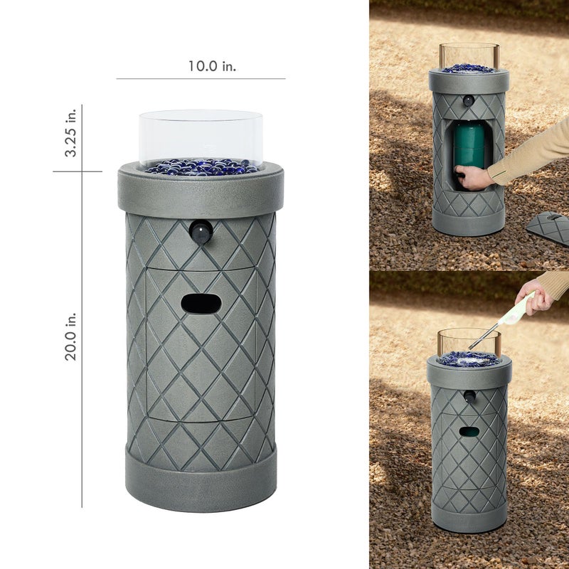 BAIDE HOME 1 lb Column Propane Fire Pit, 10,000 BTU Gas Fire Pit, Outdoor Firepit for Patio w/Wind Glass Shield, Glass Rocks - Image 4