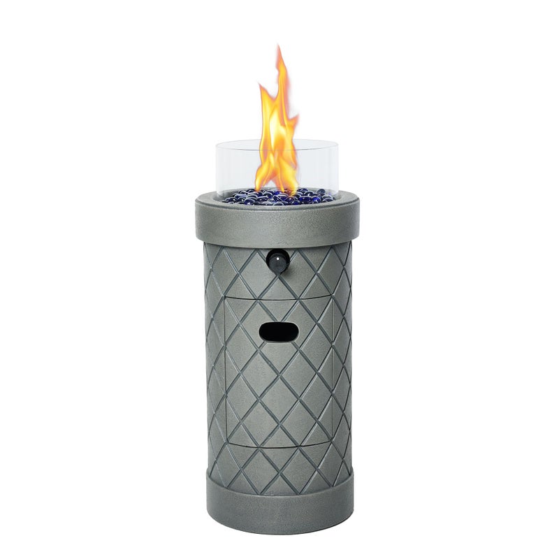 BAIDE HOME 1 lb Column Propane Fire Pit, 10,000 BTU Gas Fire Pit, Outdoor Firepit for Patio w/Wind Glass Shield, Glass Rocks - Image 2