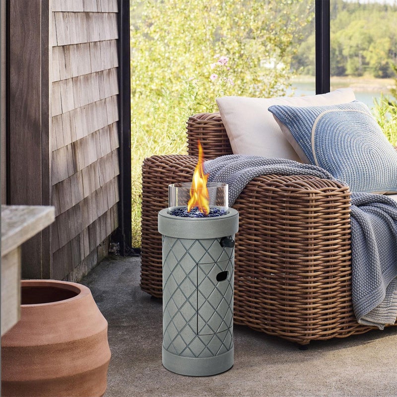 BAIDE HOME 1 lb Column Propane Fire Pit, 10,000 BTU Gas Fire Pit, Outdoor Firepit for Patio w/Wind Glass Shield, Glass Rocks - Image 3