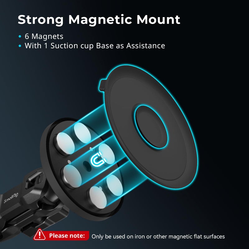 SMALLRIG Magnetic Mount for Gopro, Powerful Camera Car Mount Outside for Gopro, for Insta360 and Phone, with Ball Head Magic Arm - Image 2