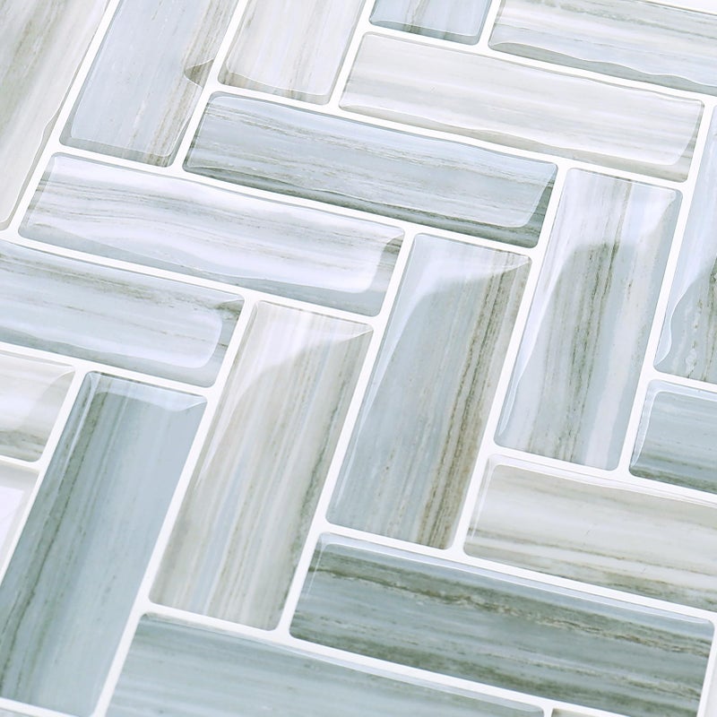 Tilingview 10PCS Peel and Stick Backsplash for Kitchen, Plastic Self-Adhesive Vinyl Gel Tile, Wall Tile for Home Decoration (Blue Gray Herringbone) - Image 4