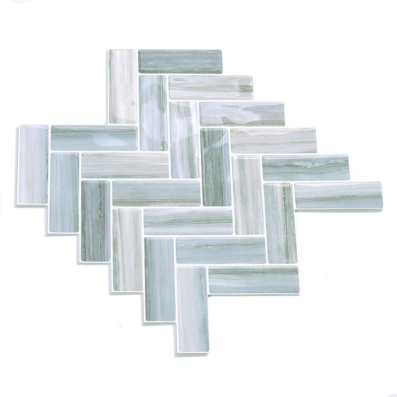 Tilingview 10PCS Peel and Stick Backsplash for Kitchen, Plastic Self-Adhesive Vinyl Gel Tile, Wall Tile for Home Decoration (Blue Gray Herringbone) - Image 3