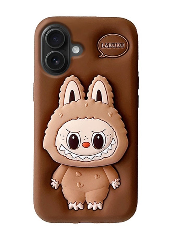 for Iphone 17/ Iphone 16 Case, Cute 3D Labubu Cartoon Pop Case, Premium Soft Liquid Jelly Silicone Case with Phone Stand - Image 1