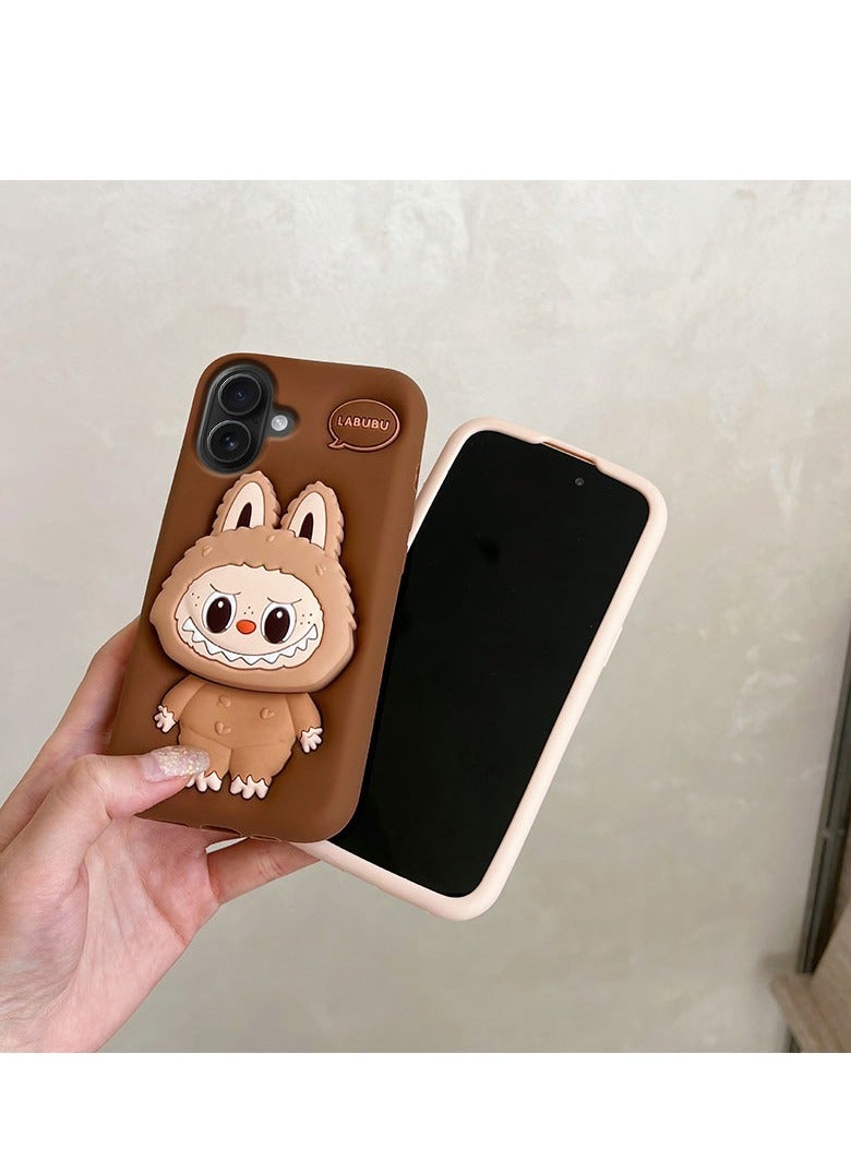 for Iphone 17/ Iphone 16 Case, Cute 3D Labubu Cartoon Pop Case, Premium Soft Liquid Jelly Silicone Case with Phone Stand - Image 2