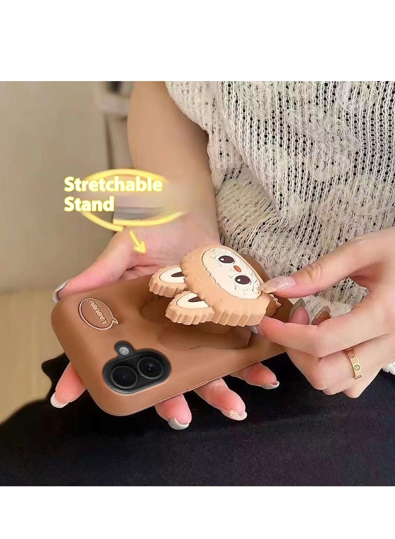 for Iphone 17/ Iphone 16 Case, Cute 3D Labubu Cartoon Pop Case, Premium Soft Liquid Jelly Silicone Case with Phone Stand - Image 3