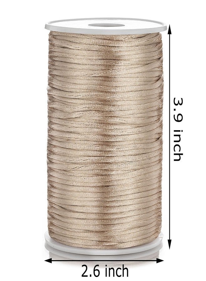 OZXCHIXU 2mm x 100 yards Satin Nylon Trim Cord, Rattail, Chinese Knot, Kumihimo Cord (Khaki) - Image 3